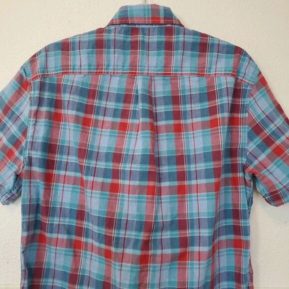 Johnnie O Hangin Out Mens M Plaid Button Up Shirt Short Sleeve Cotton JMWS4420 - Picture 12 of 16